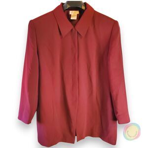 Worthington Blazer Womens Plus 24W Maroon Burgundy Crepe Lined Career Jacket